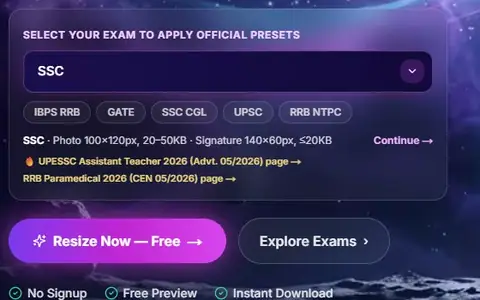 Choosing IBPS RRB, GATE and SSC CGL presets in the exam picker
